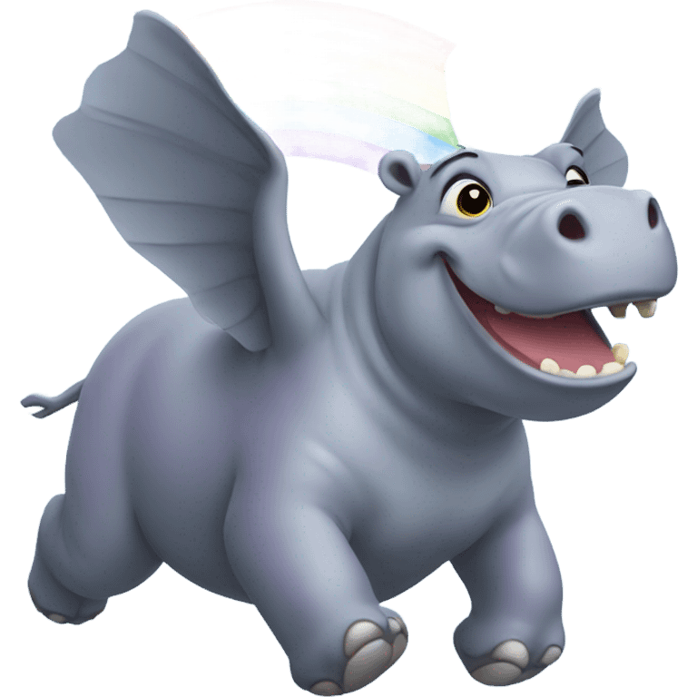 Flying rainbow hippopotamus  emoji