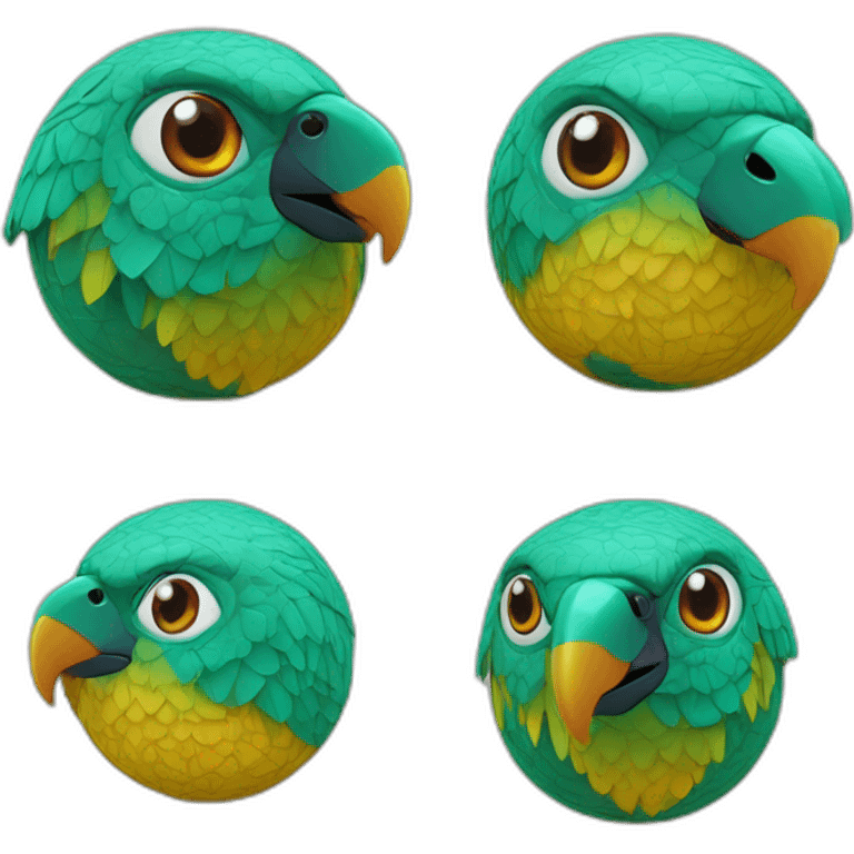 3d sphere with a cartoon Parrot skin texture with Eye of Horus emoji