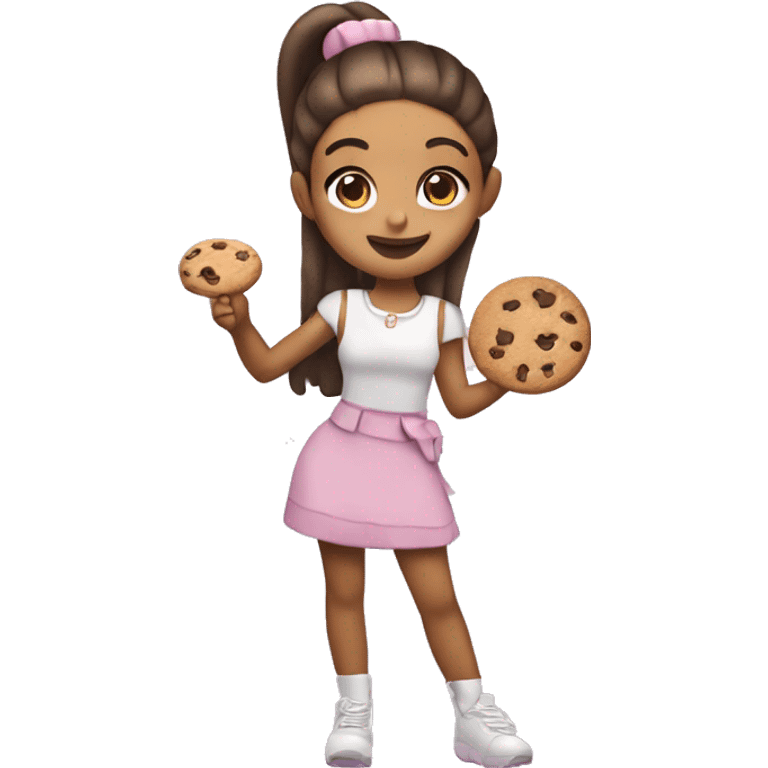 ariana grande holding a cookie in one hand and juice in the other  emoji