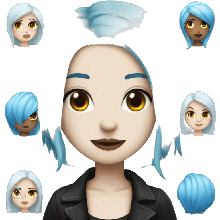 Girl with blue hair goth big  emoji