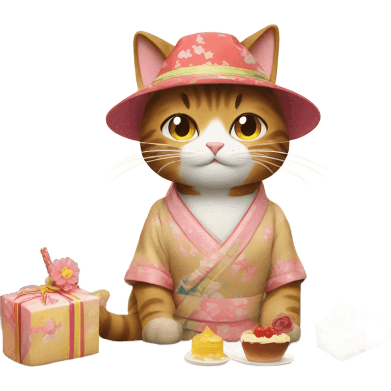 cat on birthday vacation in japan emoji