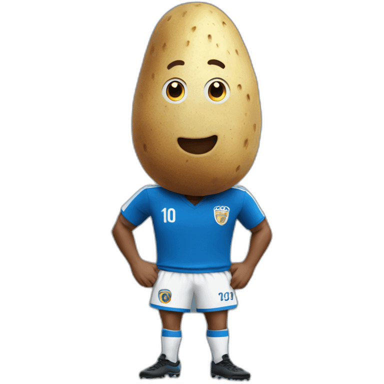 Tall potato wearing a blue soccer shirt emoji