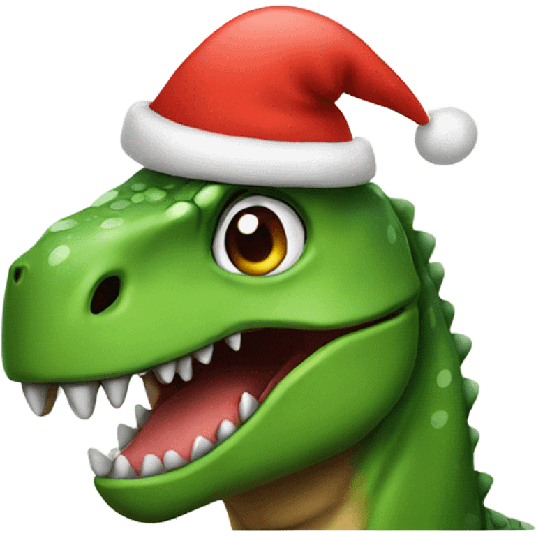 dinosaur with christmas hat emoji