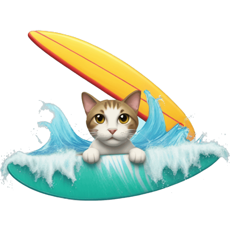 Cat o a surf board  emoji