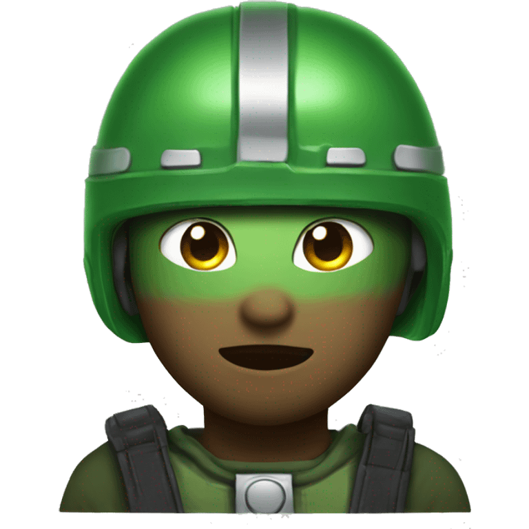 green helmet knigfht whit light eyes emoji