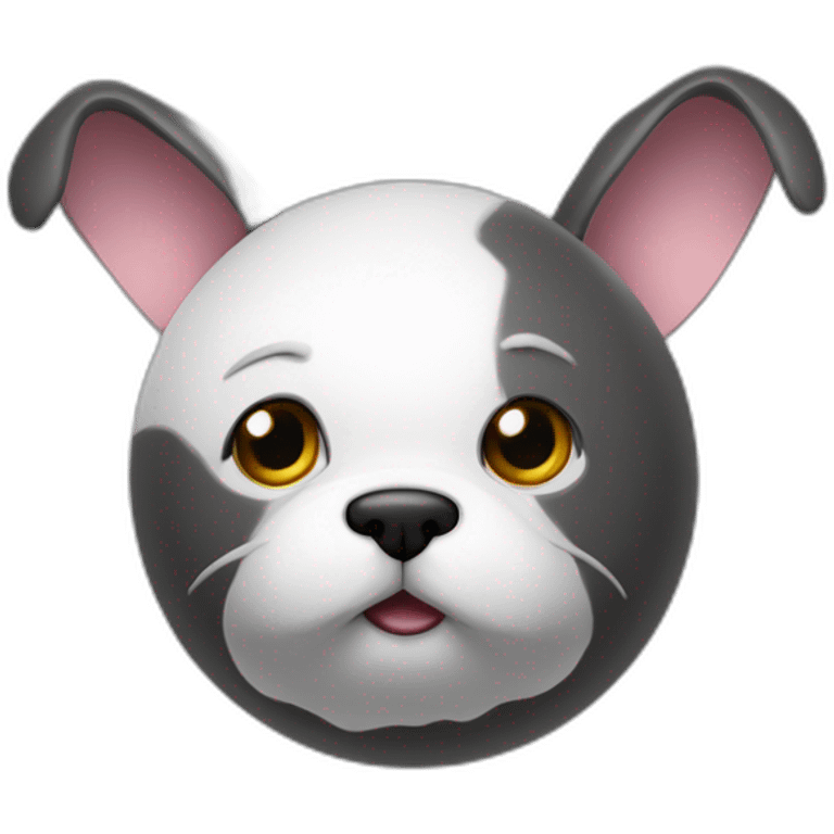 3d sphere with a cartoon dog lodestone Rabbit skin texture with courageous eyes emoji