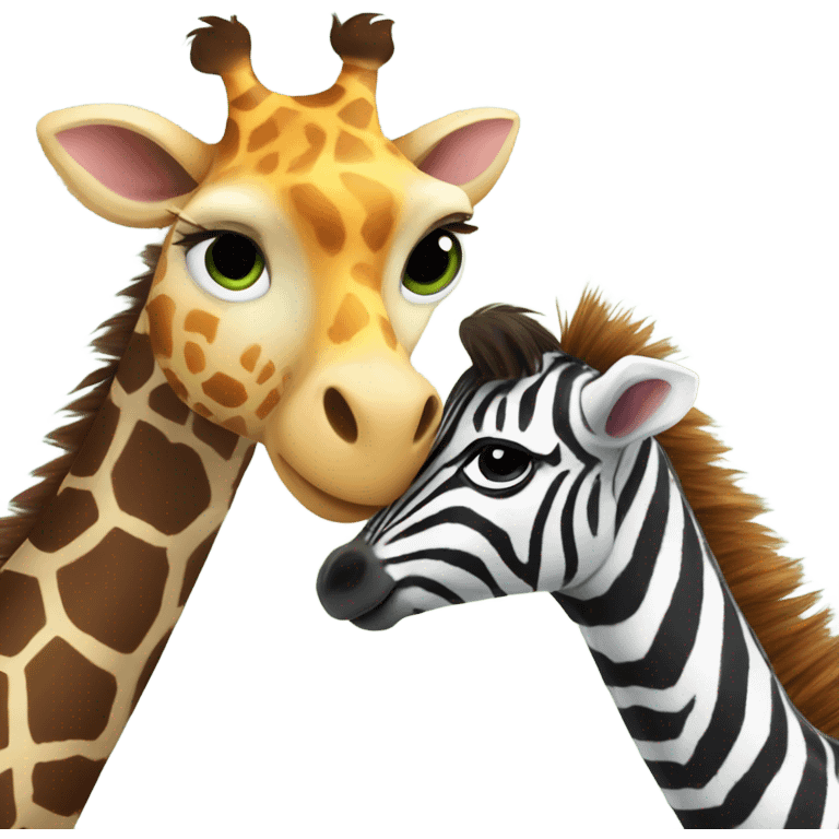 Giraffe tiger and zebra hugging emoji