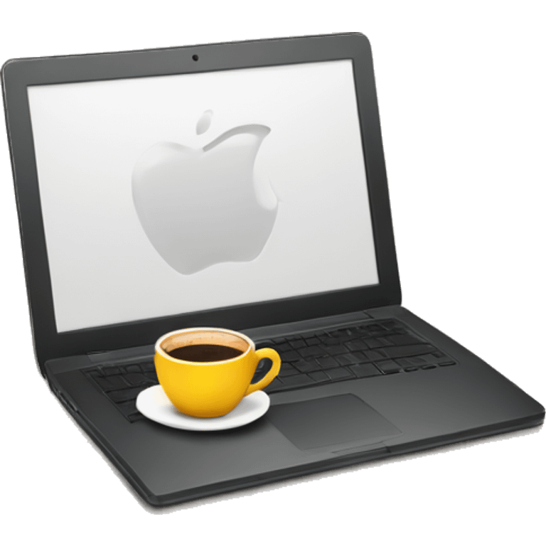 laptop with cup of coffe emoji