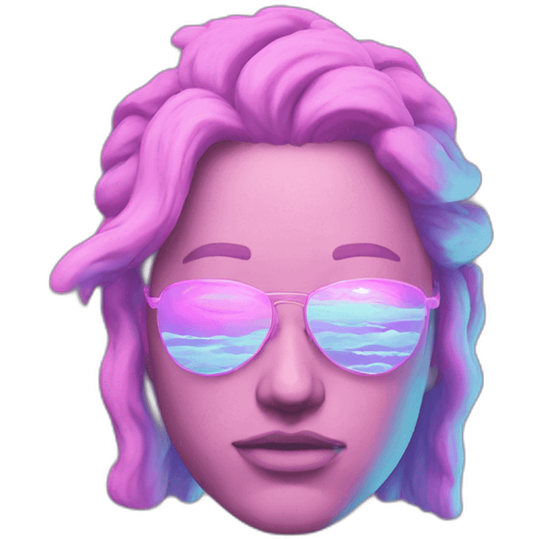 Vaporwave one half of face scarred emoji