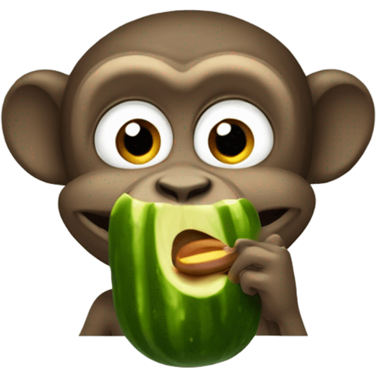 monkey eating pickle emoji