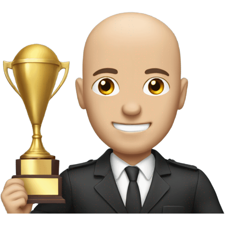 Bald guy with trophy emoji