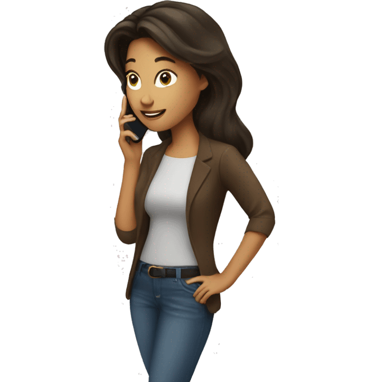 Beautiful Brunette Woman talking on her cellphone emoji