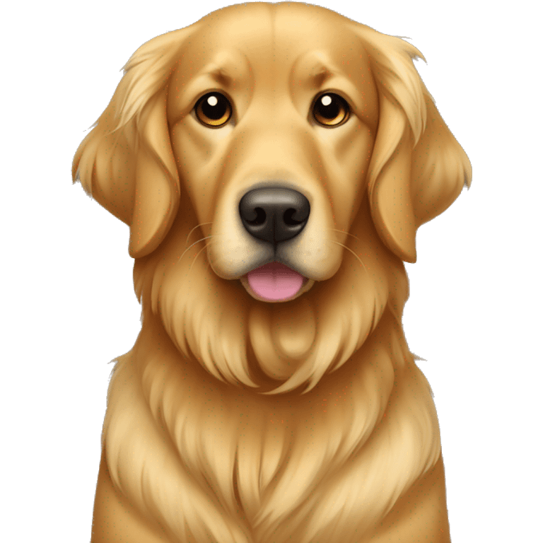 Golden retriver wearing a cozzy brown hoddy emoji