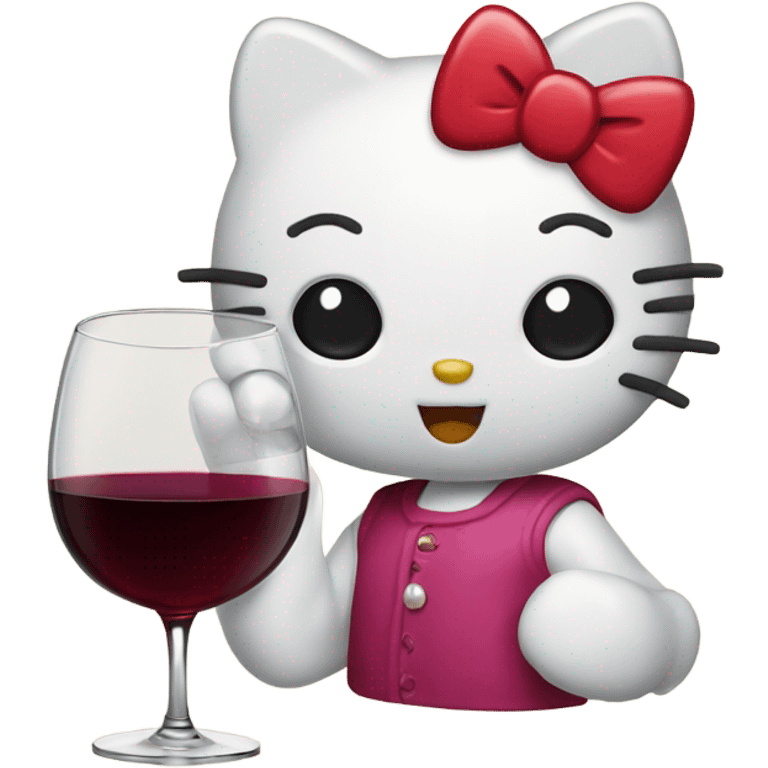 Hello Kitty drinking red wine emoji