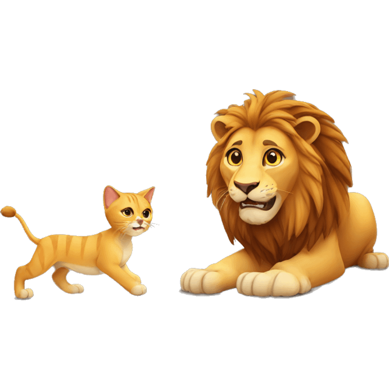 Lion scares a cat emoji