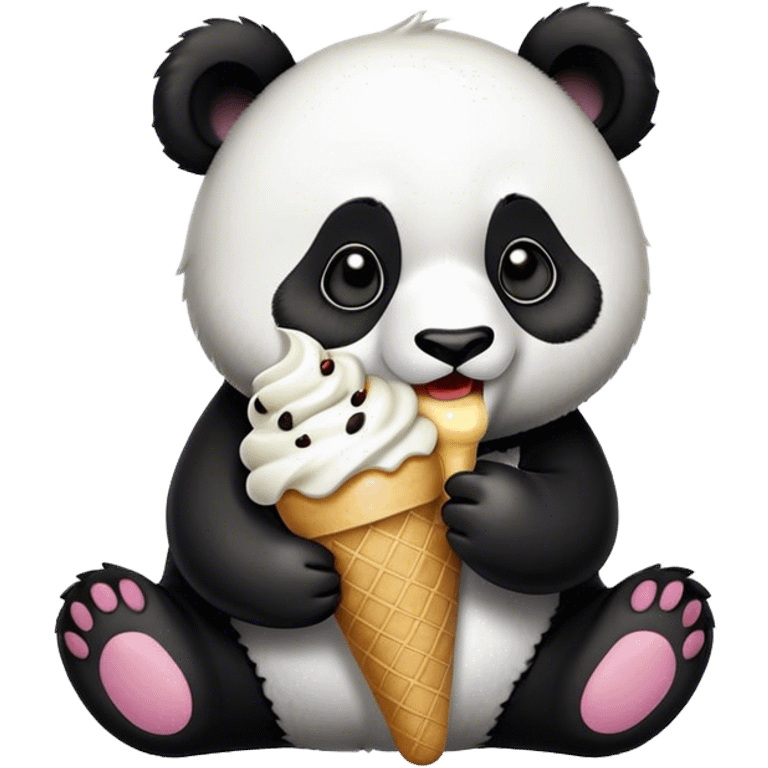 Panda eating ice cream emoji