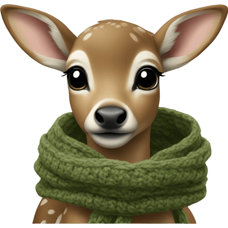 fawn with a khaki green knitted scarf emoji