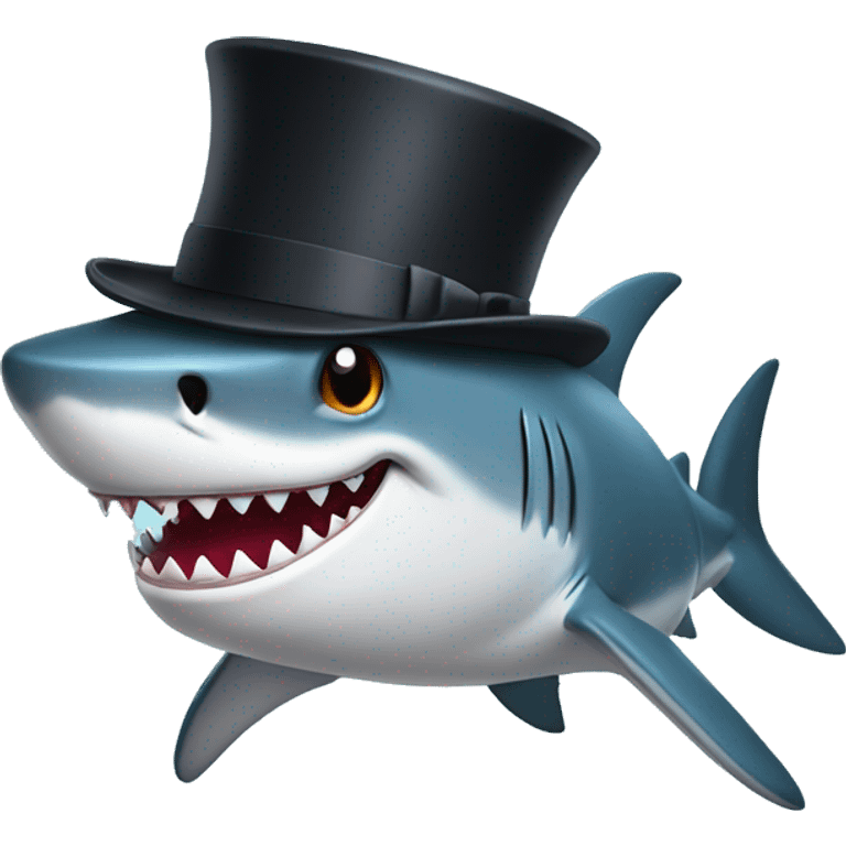 Shark with a top hat emoji