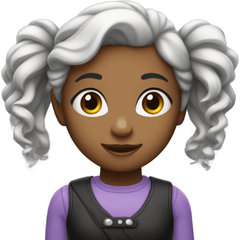 uma menina de cabelo preto cacheado branca  emoji