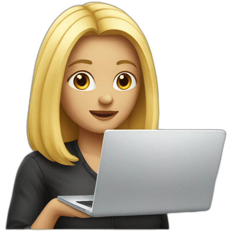 the girl with blond looking at laptop emoji