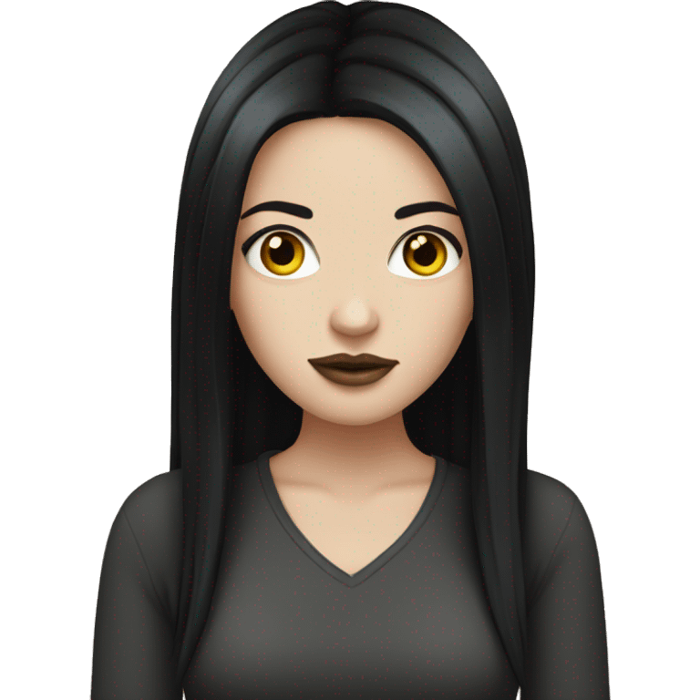 White girl with black hair and a septum ring  emoji