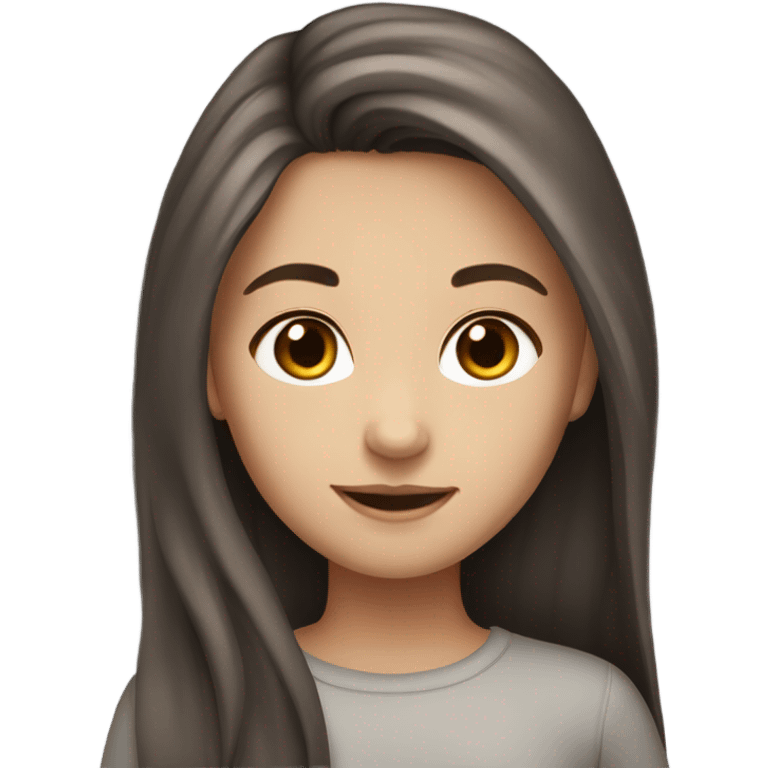 Girl with brown hair and dark gray highlights, fair skin, long hair, beautiful emoji