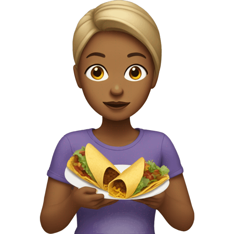 girl with light brown skin eating tacos emoji