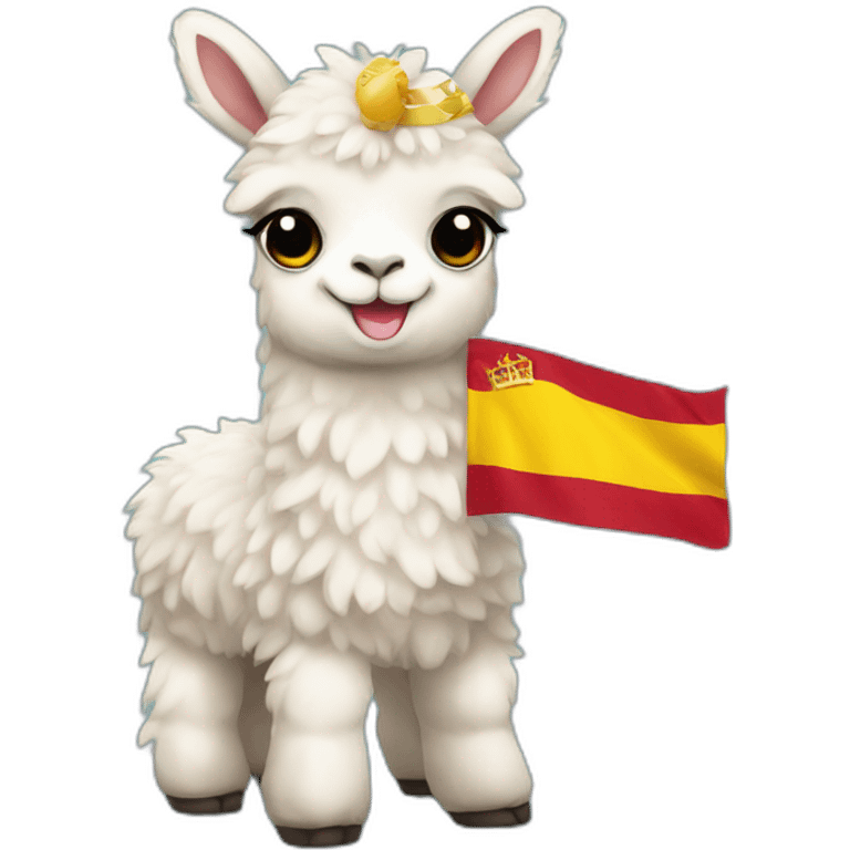 Baby llama with the Spain flag emoji