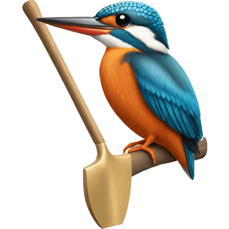 European kingfisher sitting on a spade emoji