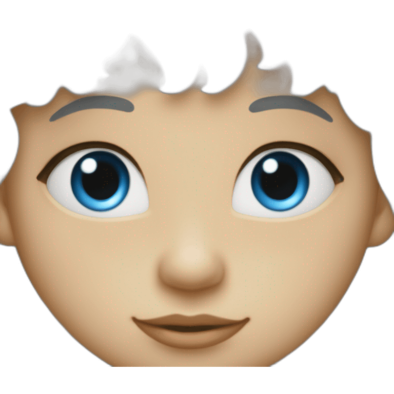 Un enfant au yeux bleu avec les cheveux bouclé emoji