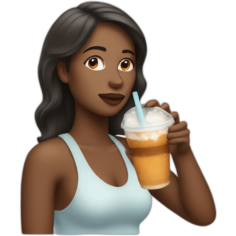 woman drinking ice americano emoji