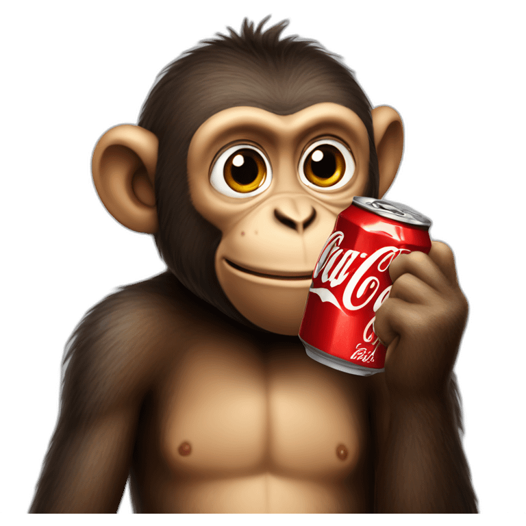 Monkey drinks coca cola emoji