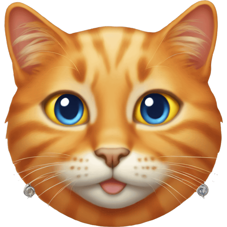 Orange cat with blue necklace emoji