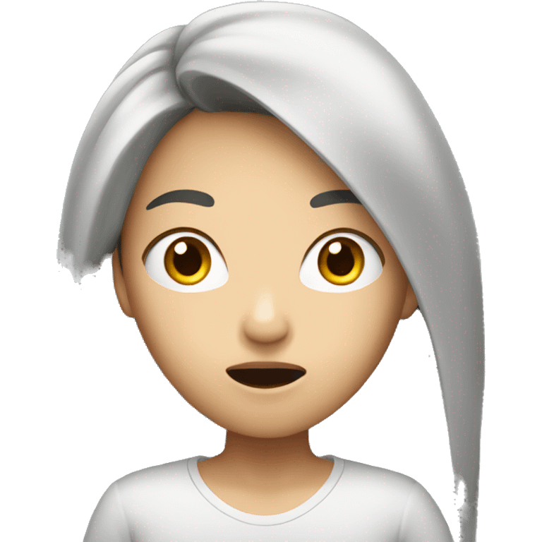 Asian woman long hair surprised  emoji