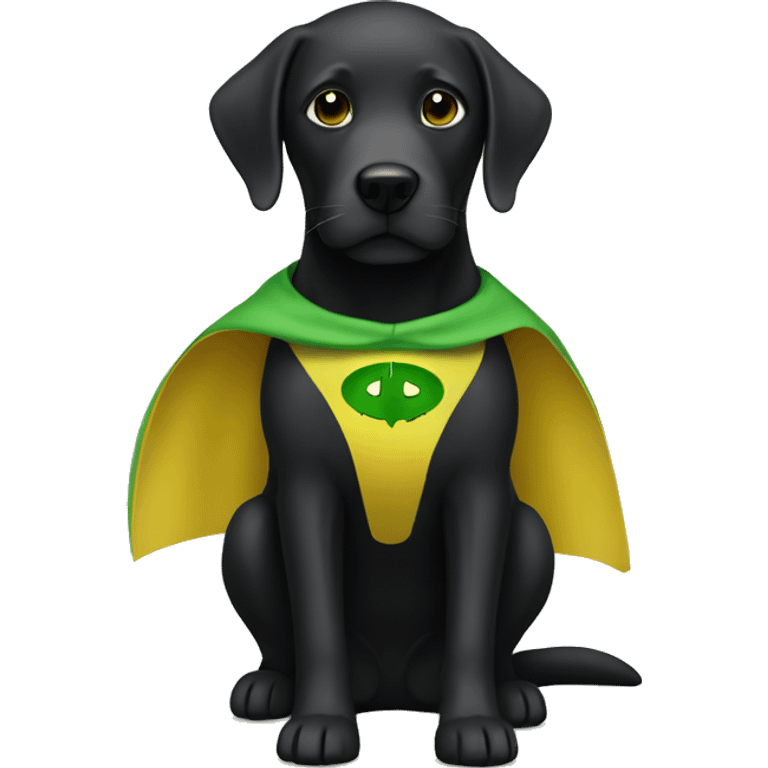 black lab with green yellow superhero cape emoji