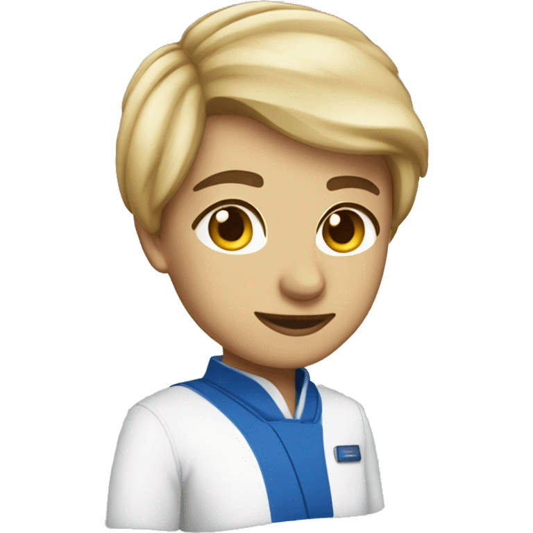 hotelier with short hair and wearing blue uniform emoji