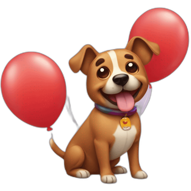 dog with sausage on his back and baloons on head emoji