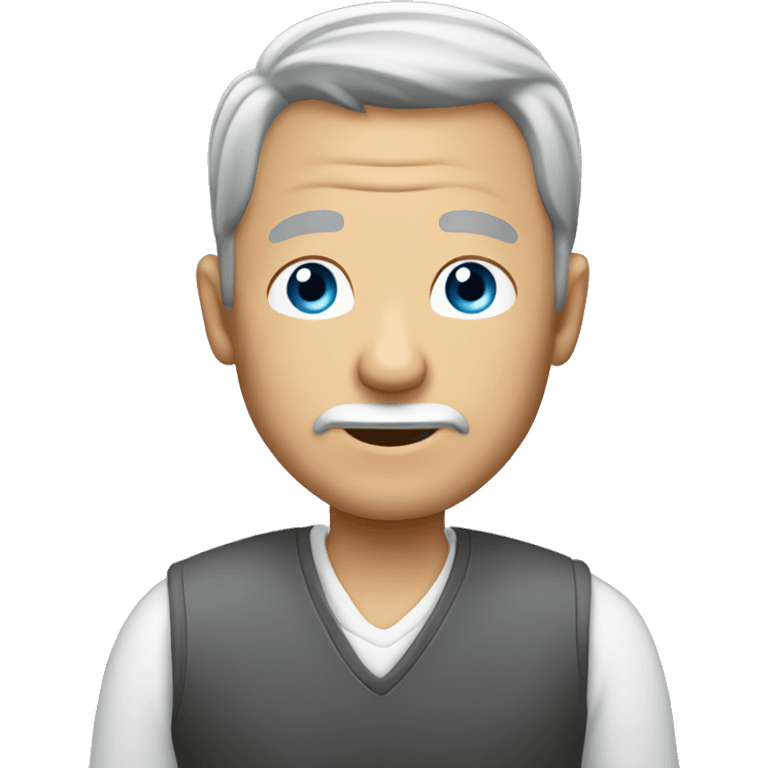 Man with gray hair using cell phone ￼ emoji