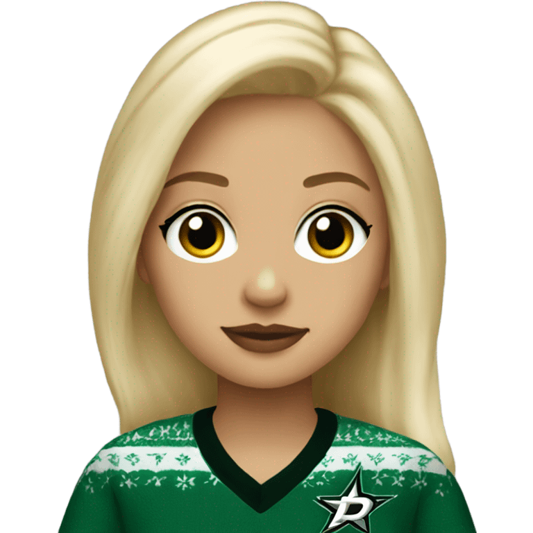 Blonde girl wearing Dallas Stars sweater emoji