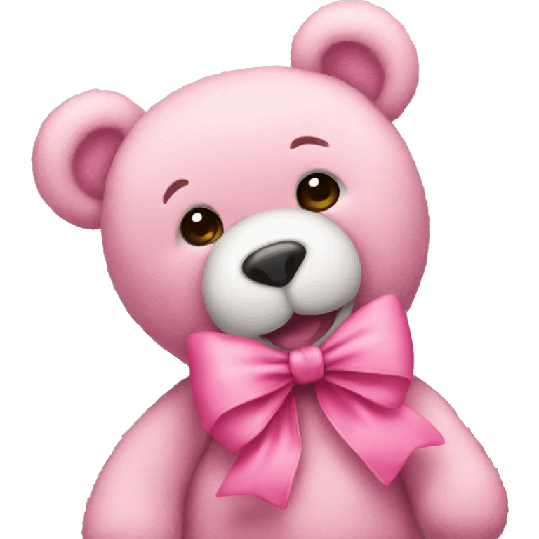 Pink teddy bear with a bow emoji