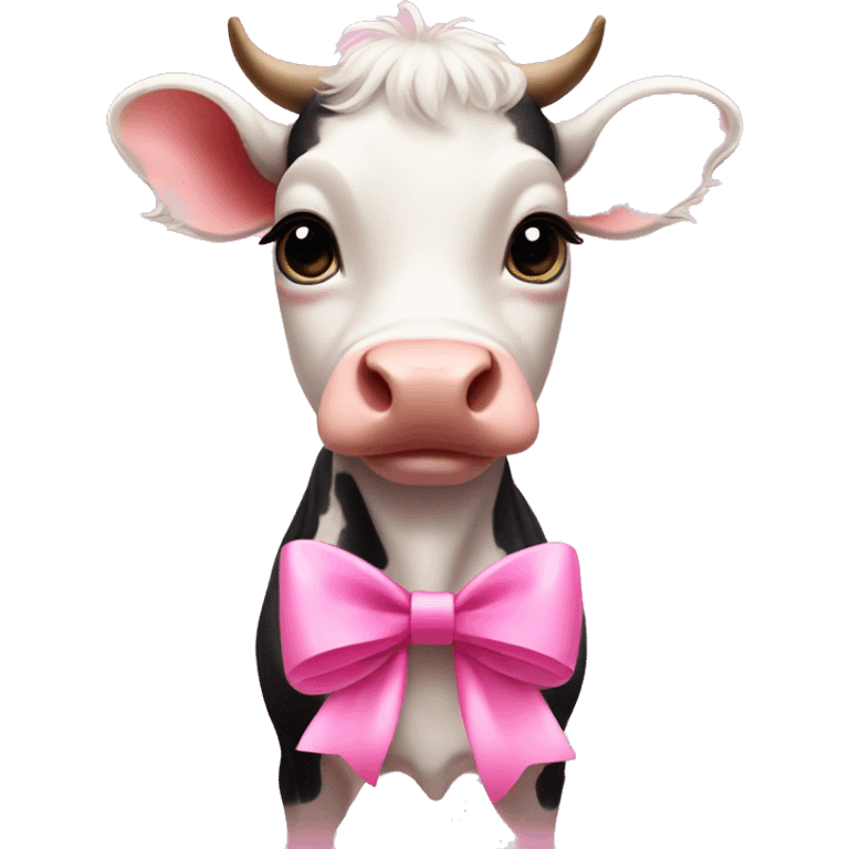 baby cow with a pink bow emoji