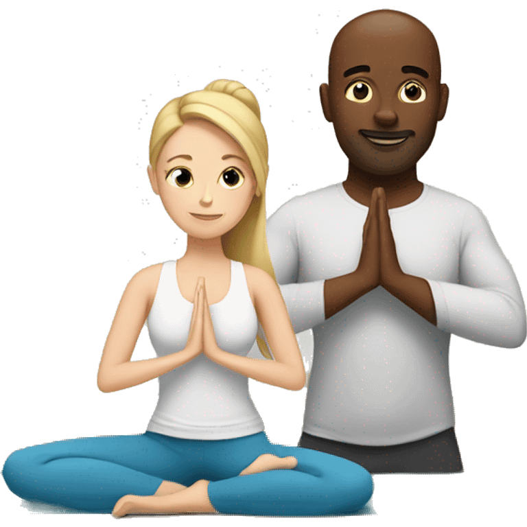 white man and white woman doing yoga emoji