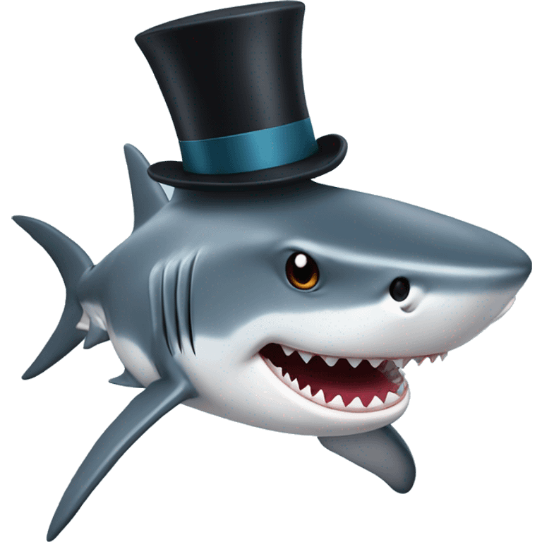 Shark with a top hat emoji