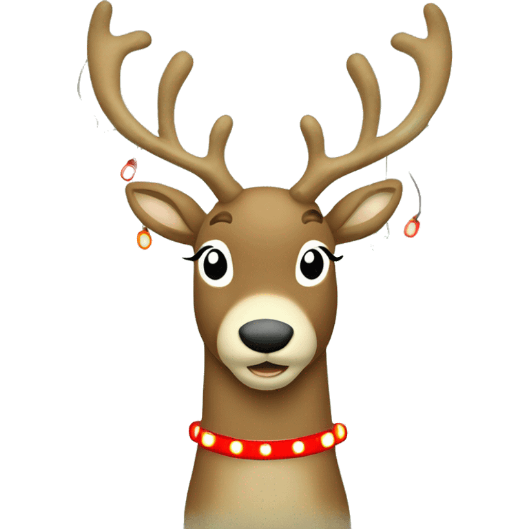 Reindeer with red, green, & white vintage Christmas lights  emoji