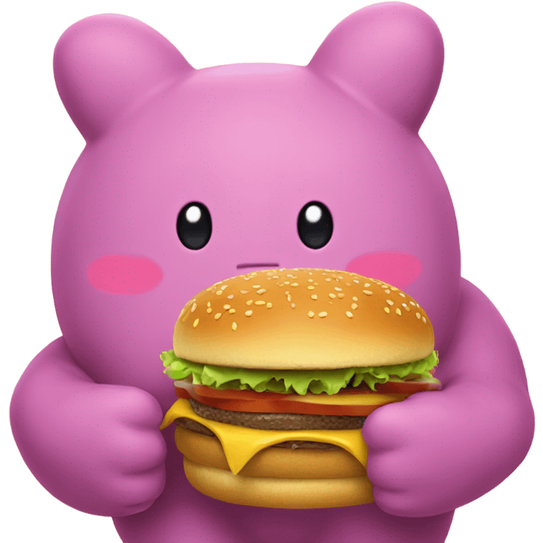 Kirby eating burger emoji