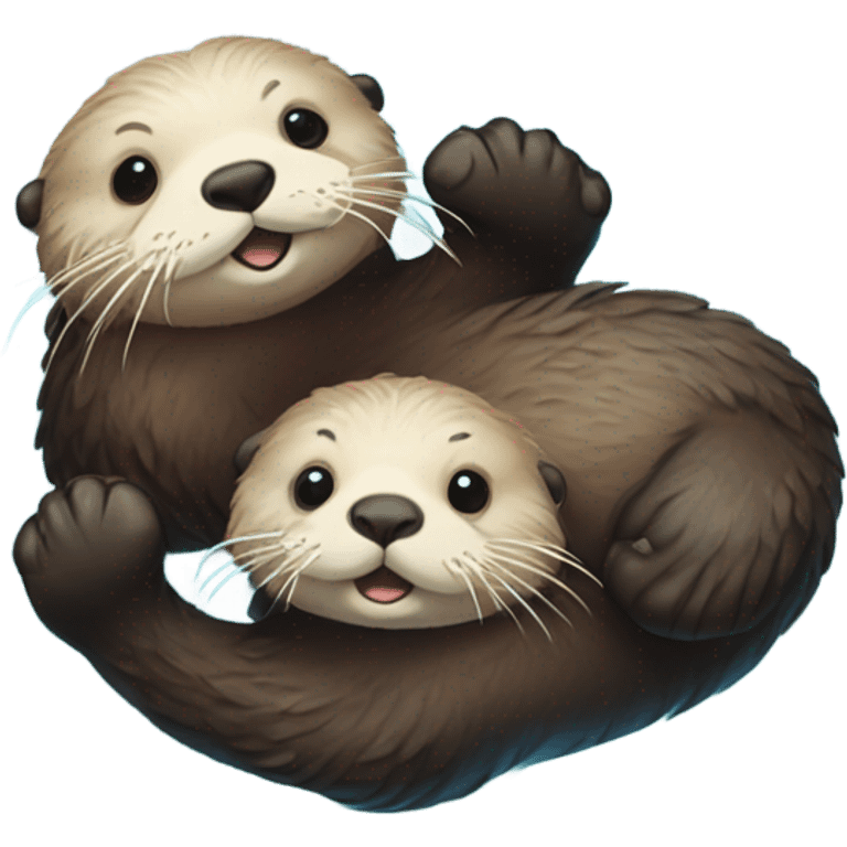 Sea otters holding hands emoji