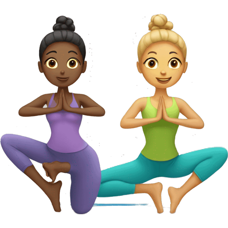 two girls doing yoga emoji