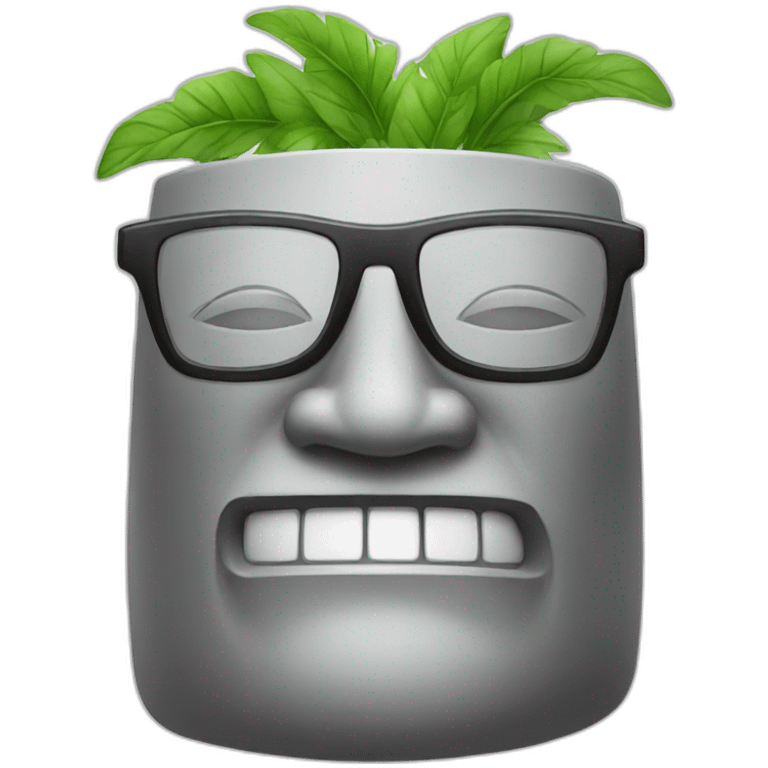 moai statue with glasses drinking mojito emoji