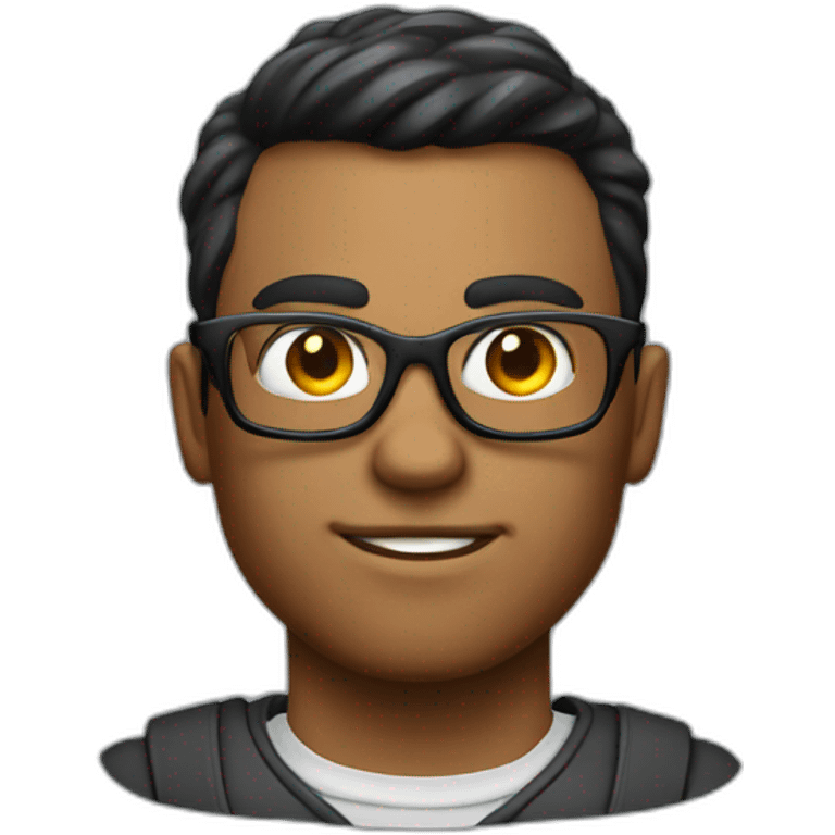 Dark featured realistic muscular nerd on computer coding  emoji