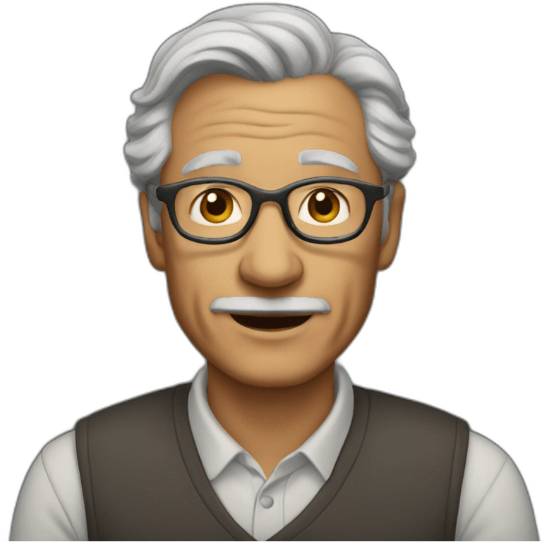 50 years professor with gray hair, without beard without mustache emoji